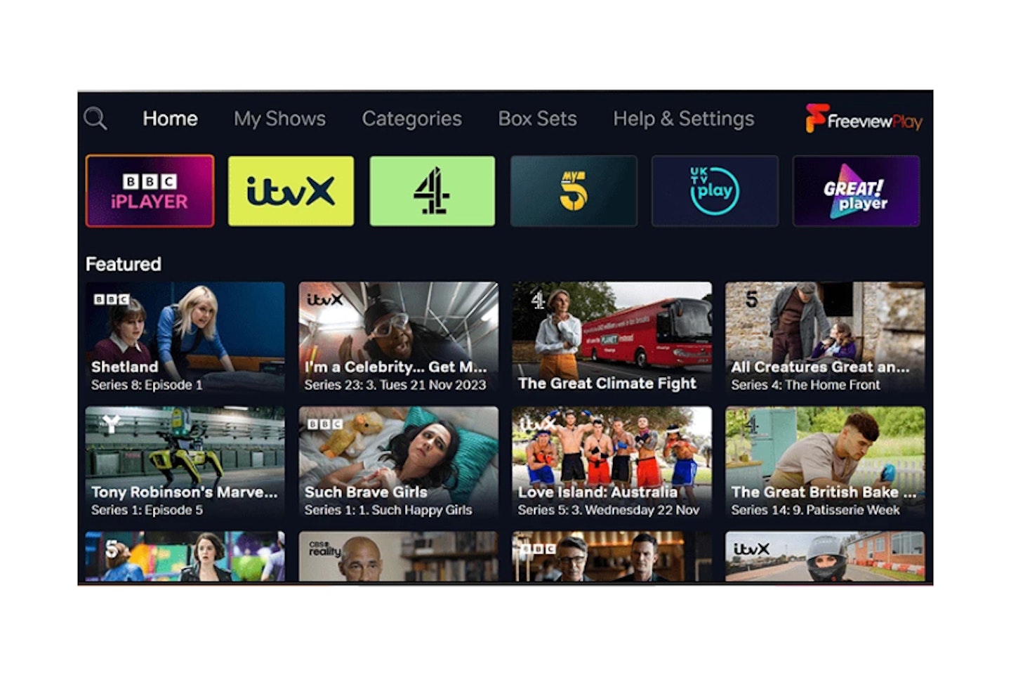 FREEVIEW PLAY APP HOME SCREEN