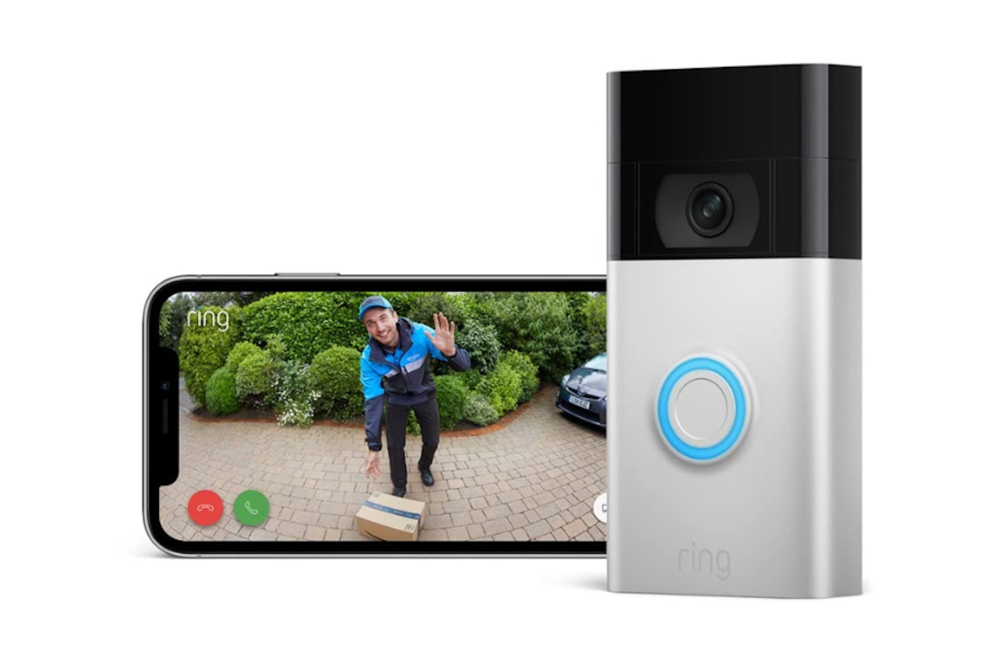 A RING VIDEO DOORBELL AND A SMARTPHONE