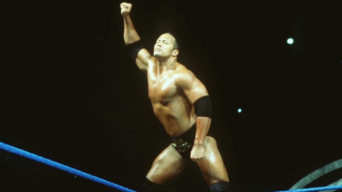 Johnson as The Rock in wresting