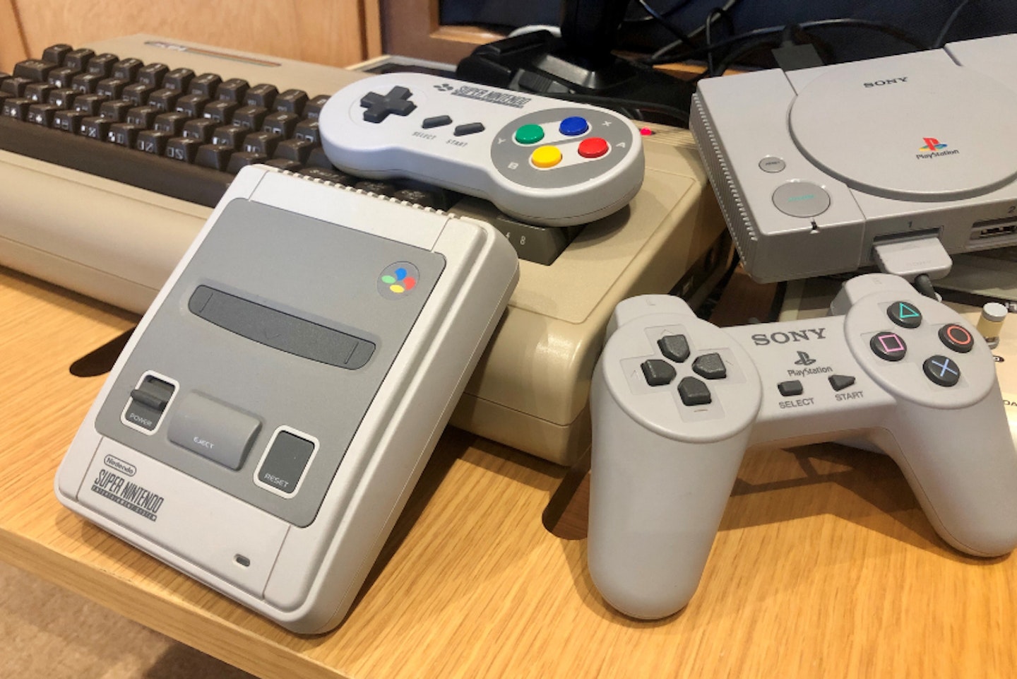 A FULL-SIZE THEC64 WITH SNES MINI AND PLAYSTATION CLASSI