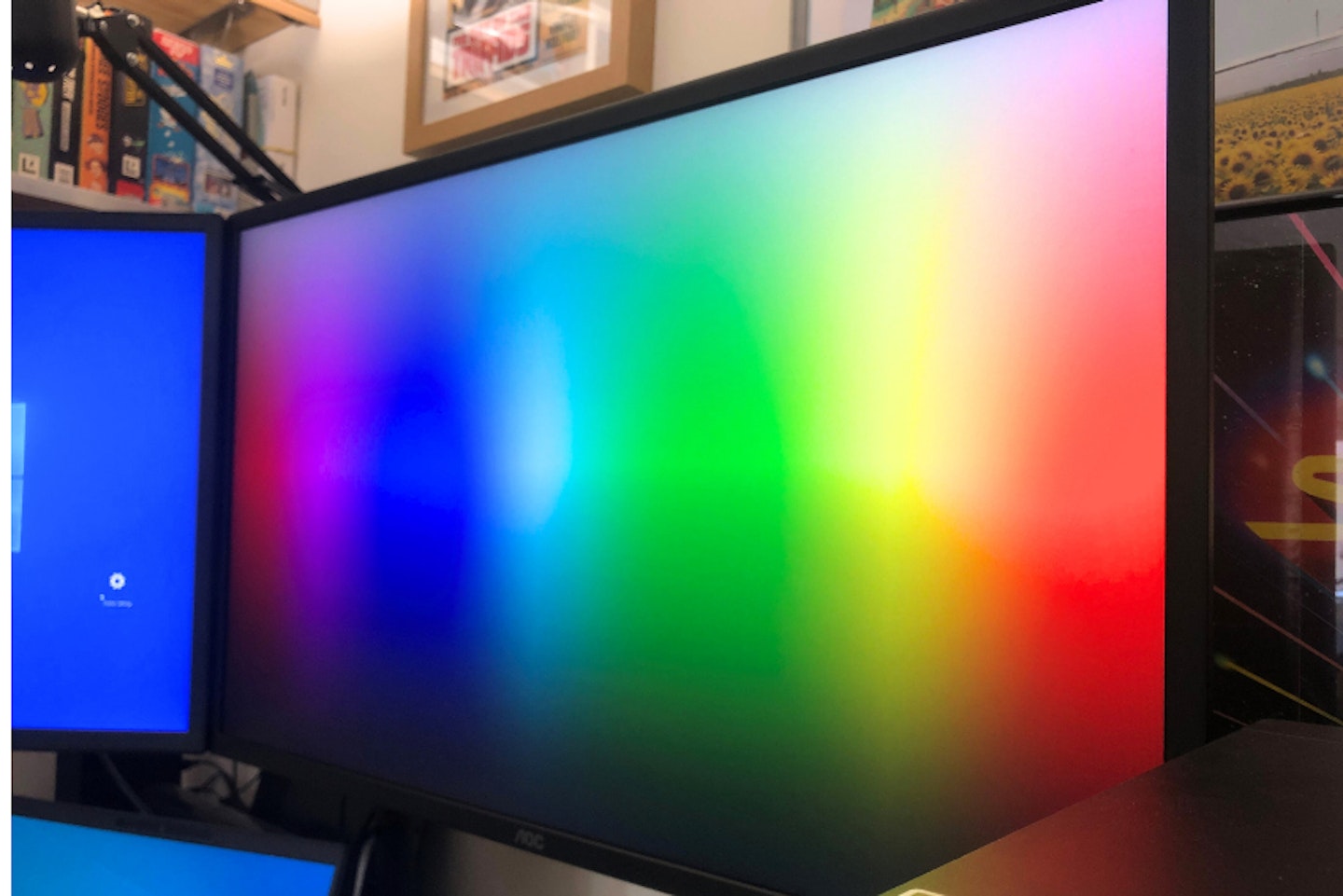 a pc monitor with colours