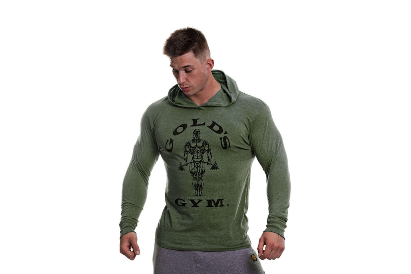 Men's Muscle Joe Printed Long Sleeve Hooded T-Shirt