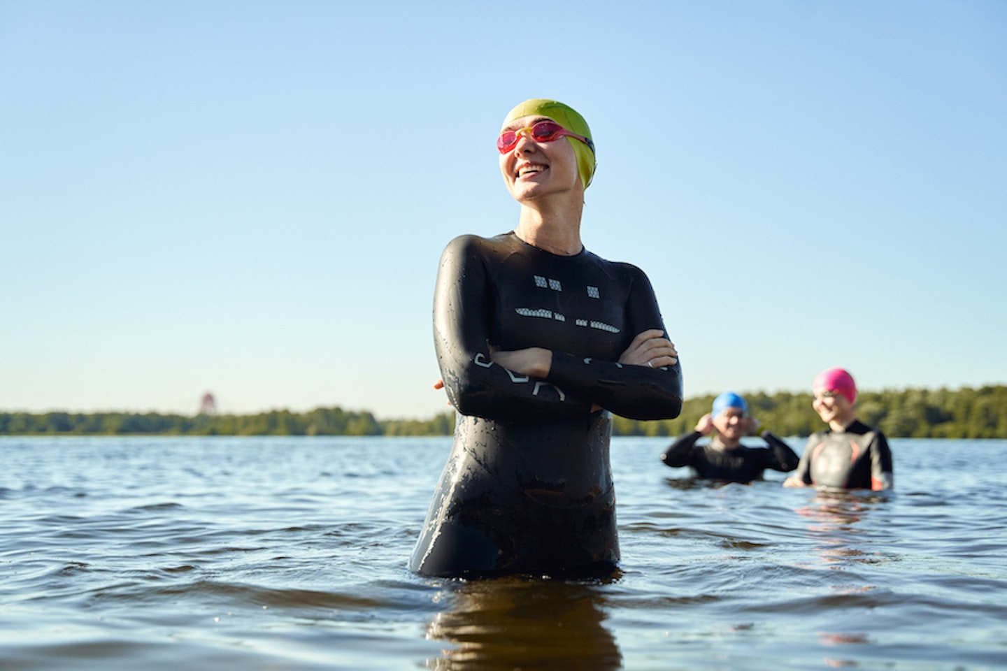 portrait of cheerful swimmer