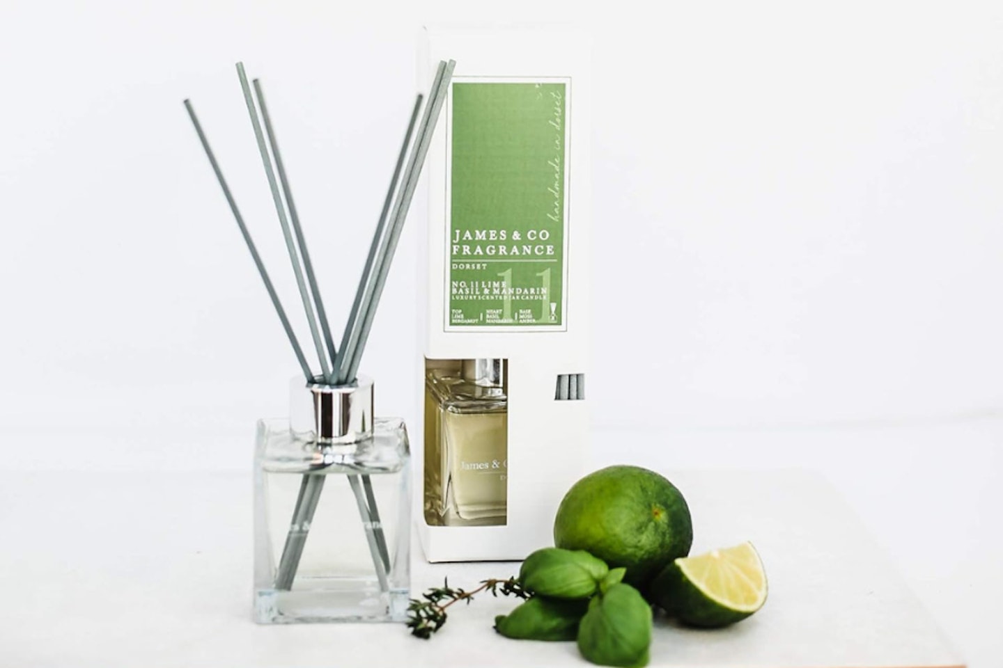 James & Co No.11 Lime (Lime, Basil & Mandarin) 100ml Home Fragrance Reed Diffuser Set