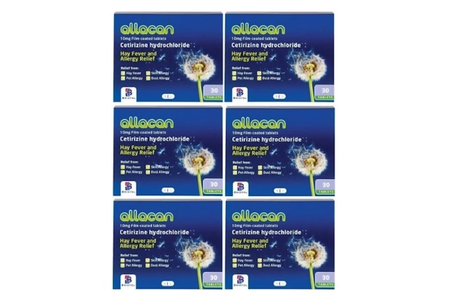 Allacan Cetirizine Hayfever Allergy Tablets - 6 Months Supply