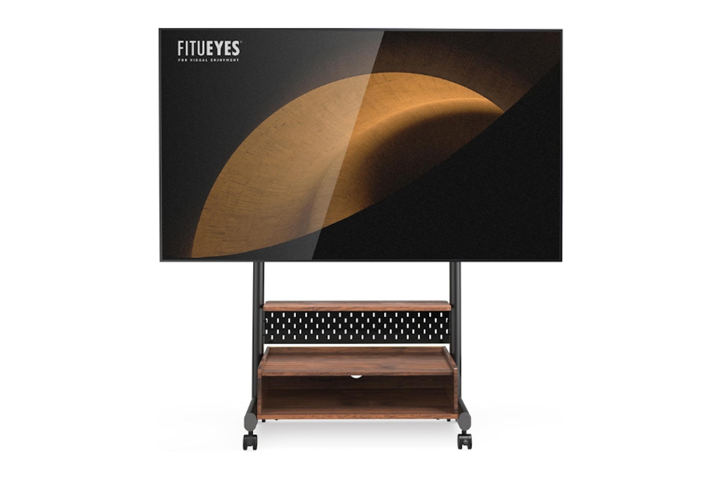 FITUEYES Tall TV Stand with Wood Storage Cabinet