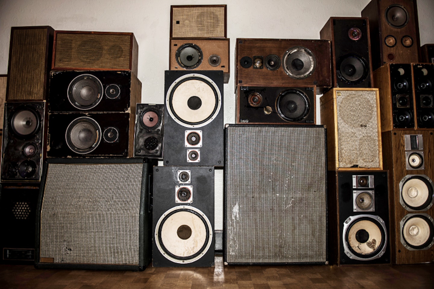 a collection of big speakers