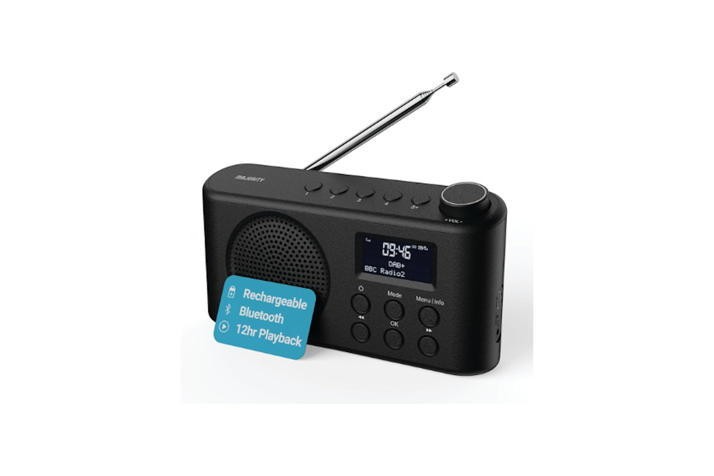 Majority Orwell portable Bluetooth DAB, DAB+ Radio