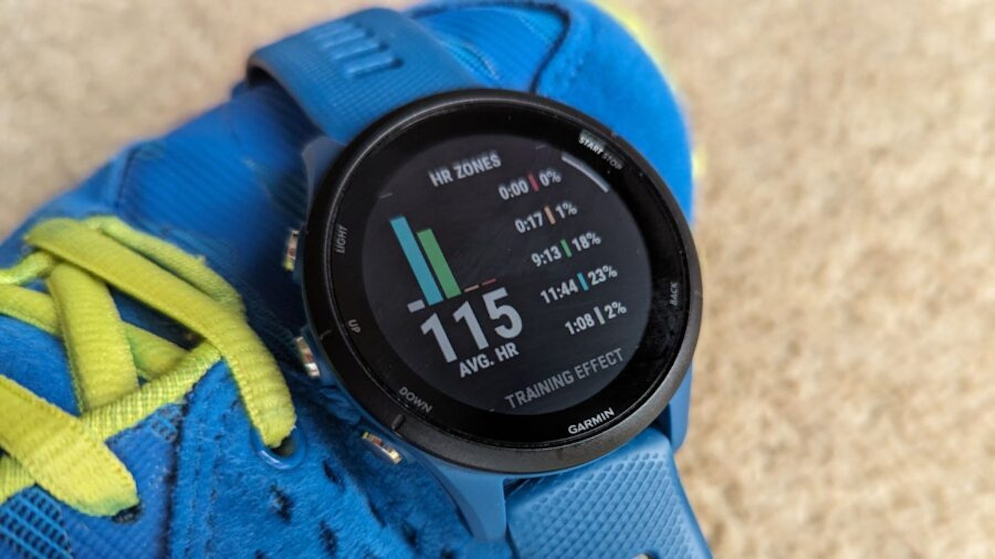 Garmin Forerunner 255 displaying heart rate data