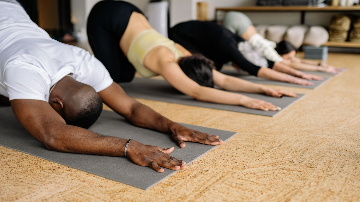 People doing a yoga class