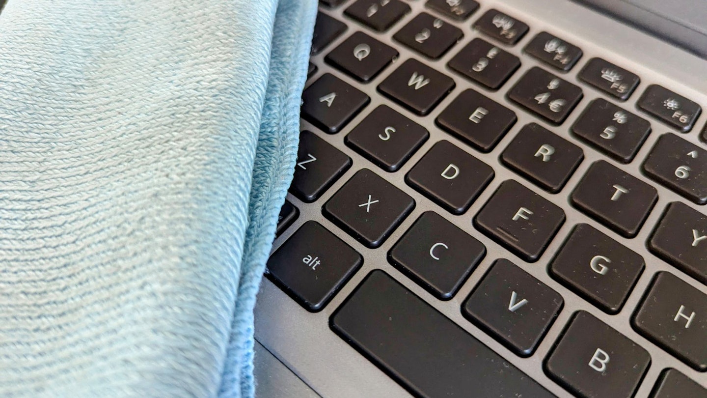 Microfibre cloth on laptop