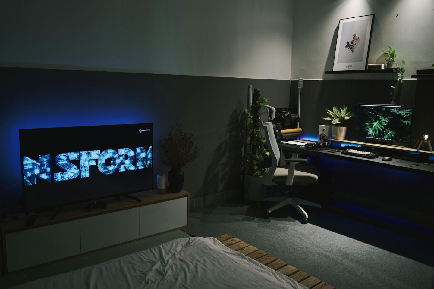 TV in a dark room
