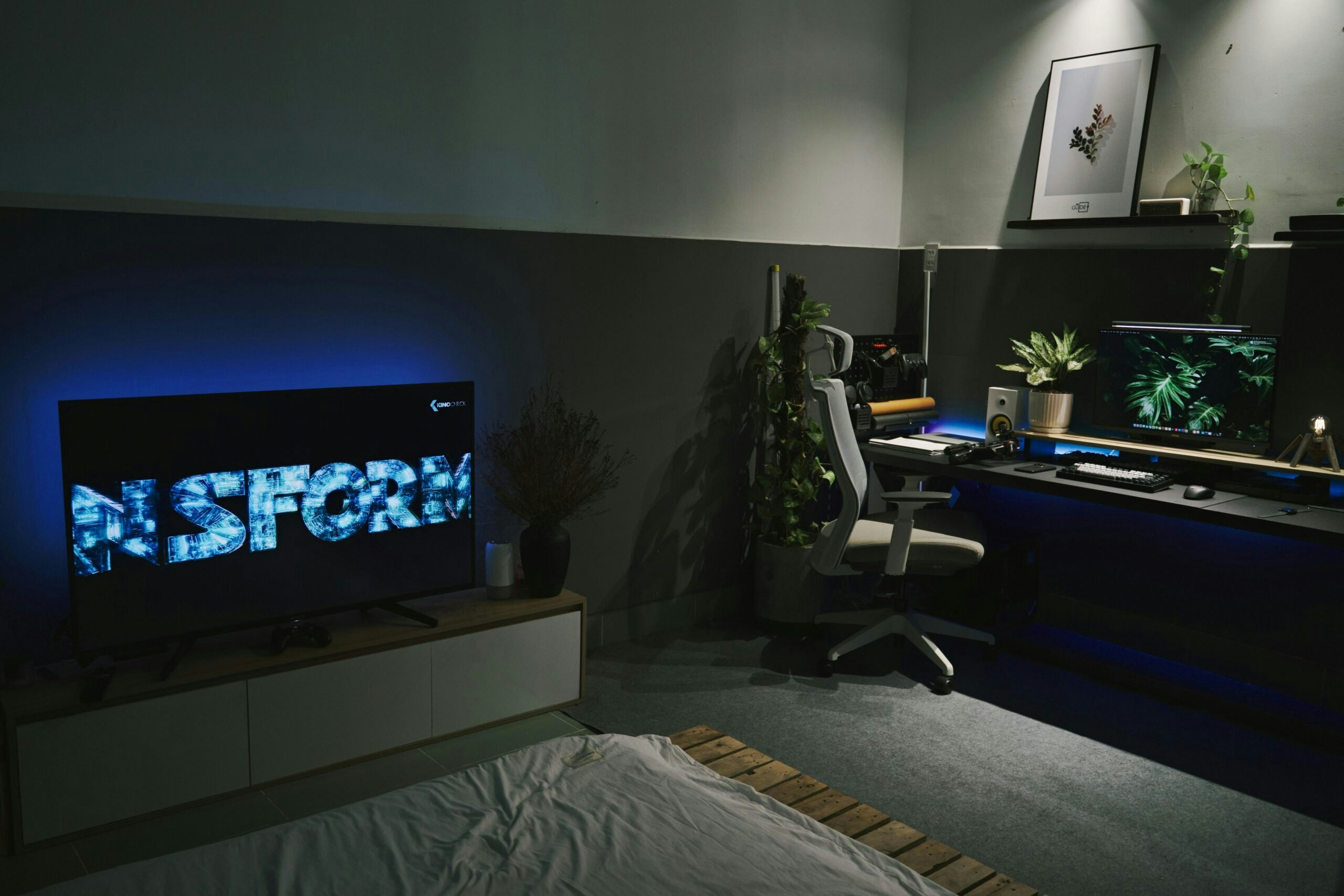 TV in a dark room