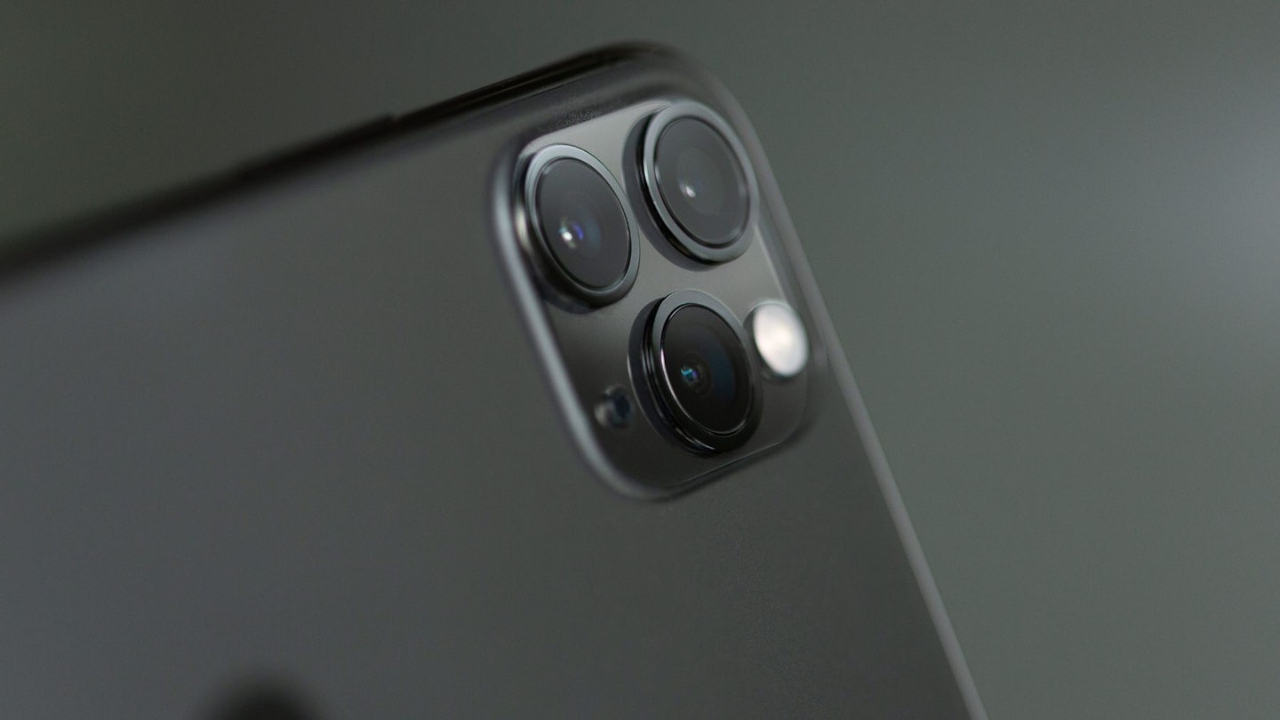 Closeup of an iPhone camera module - smartphone privacy