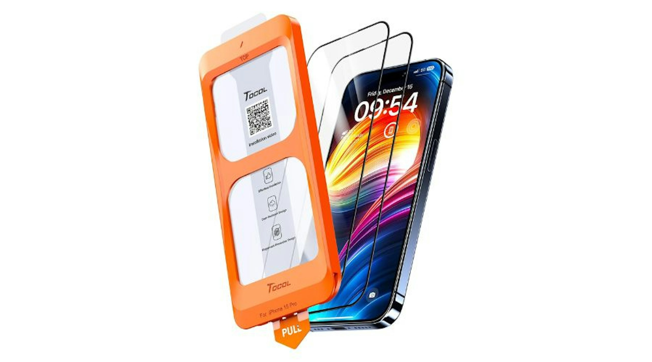 TOCOL 2+1 Pack for iPhone 15 Pro Screen Protector
