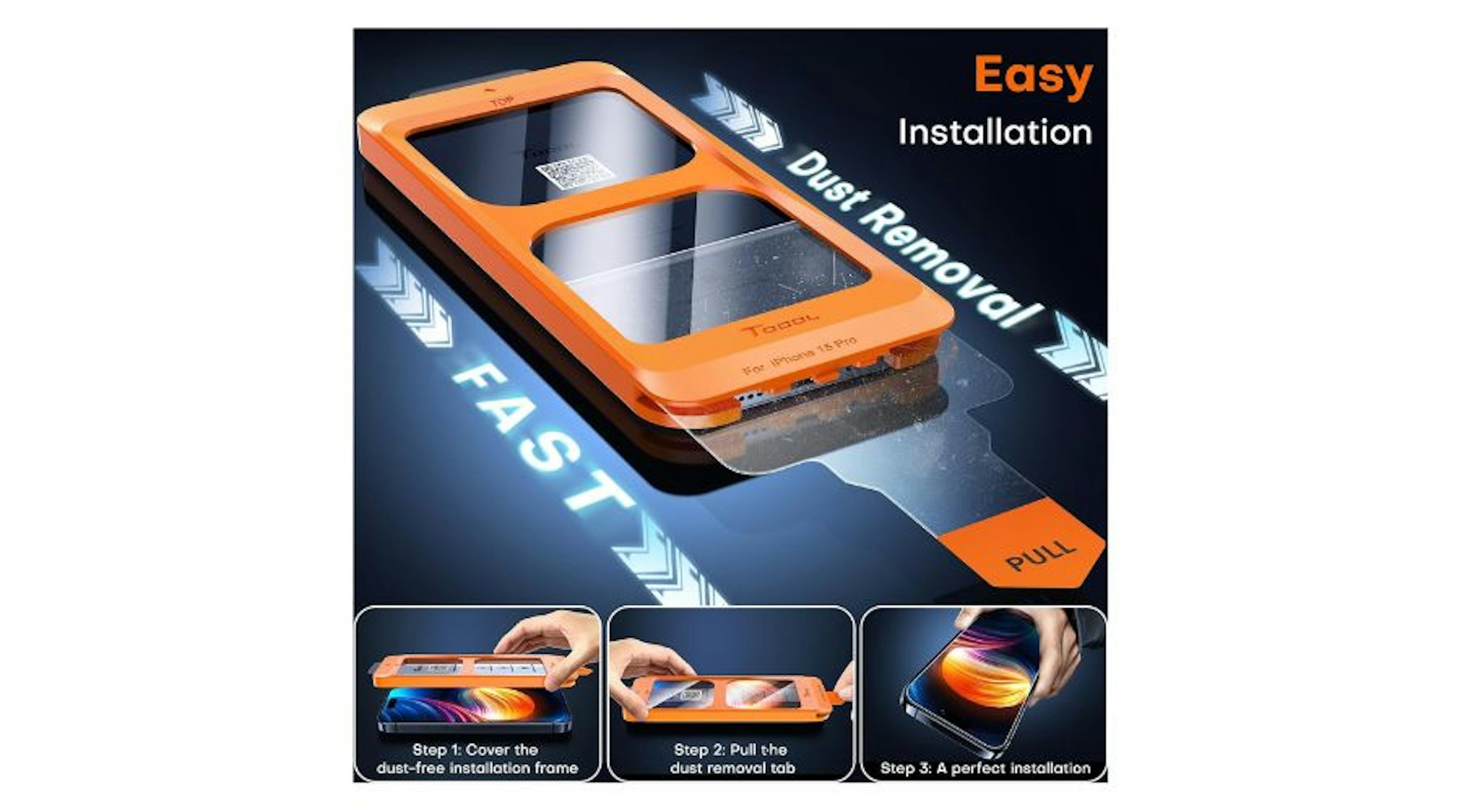 TOCOL 2+1 Pack for iPhone 15 Pro Screen Protector