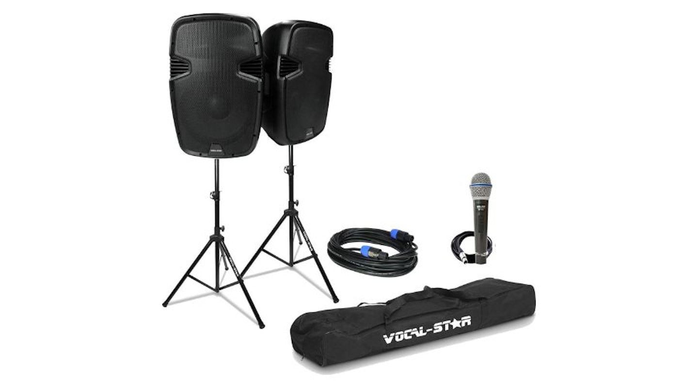 Vocal-Star PA Speaker System 1000w with Speaker Stands and Mic