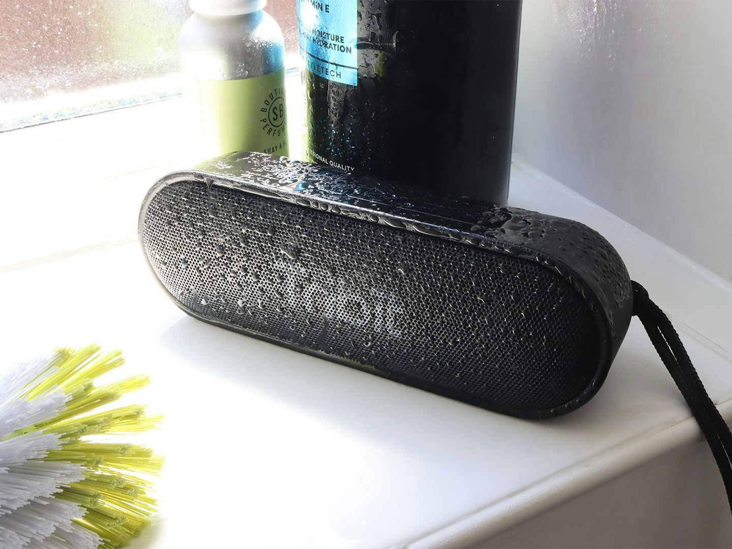 Tribit XSound Go portable wireless speaker in the shower