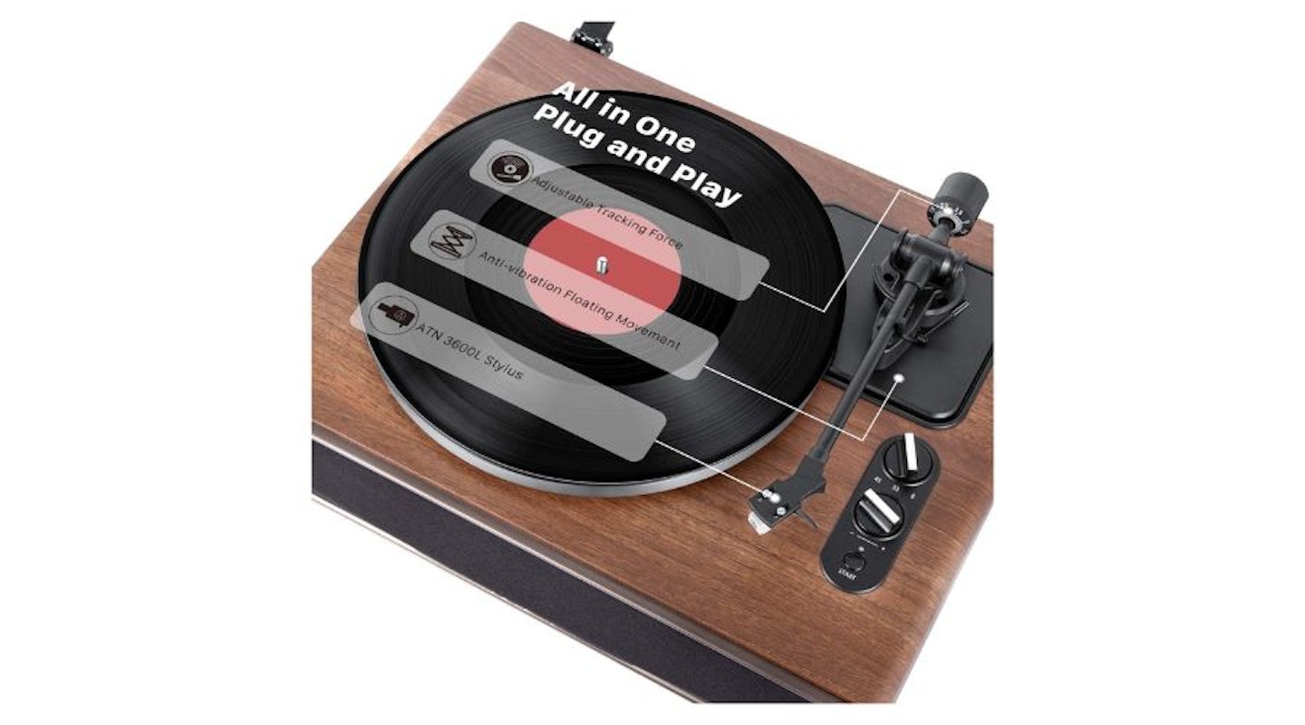 1 BY ONE High Fidelity Bluetooth Turntable with Built-in Speakers