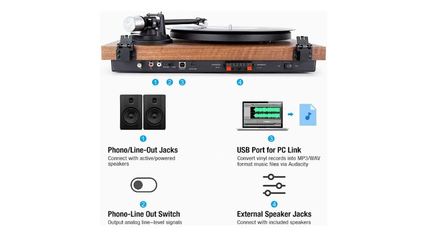 1 BY ONE Bluetooth Turntable Hi-Fi System