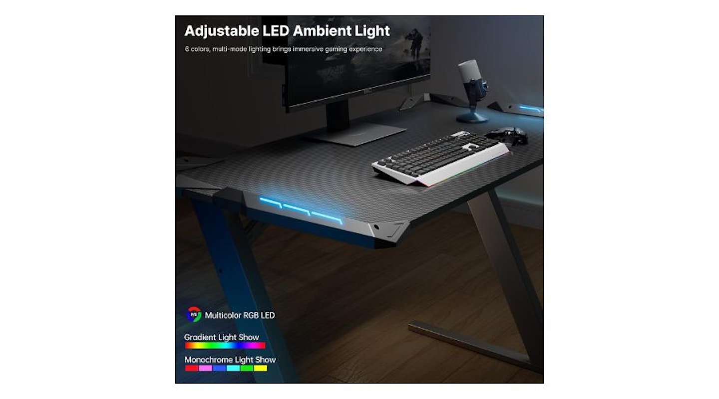 EUREKA ERGONOMIC Gaming Desk with LED RGB Lights