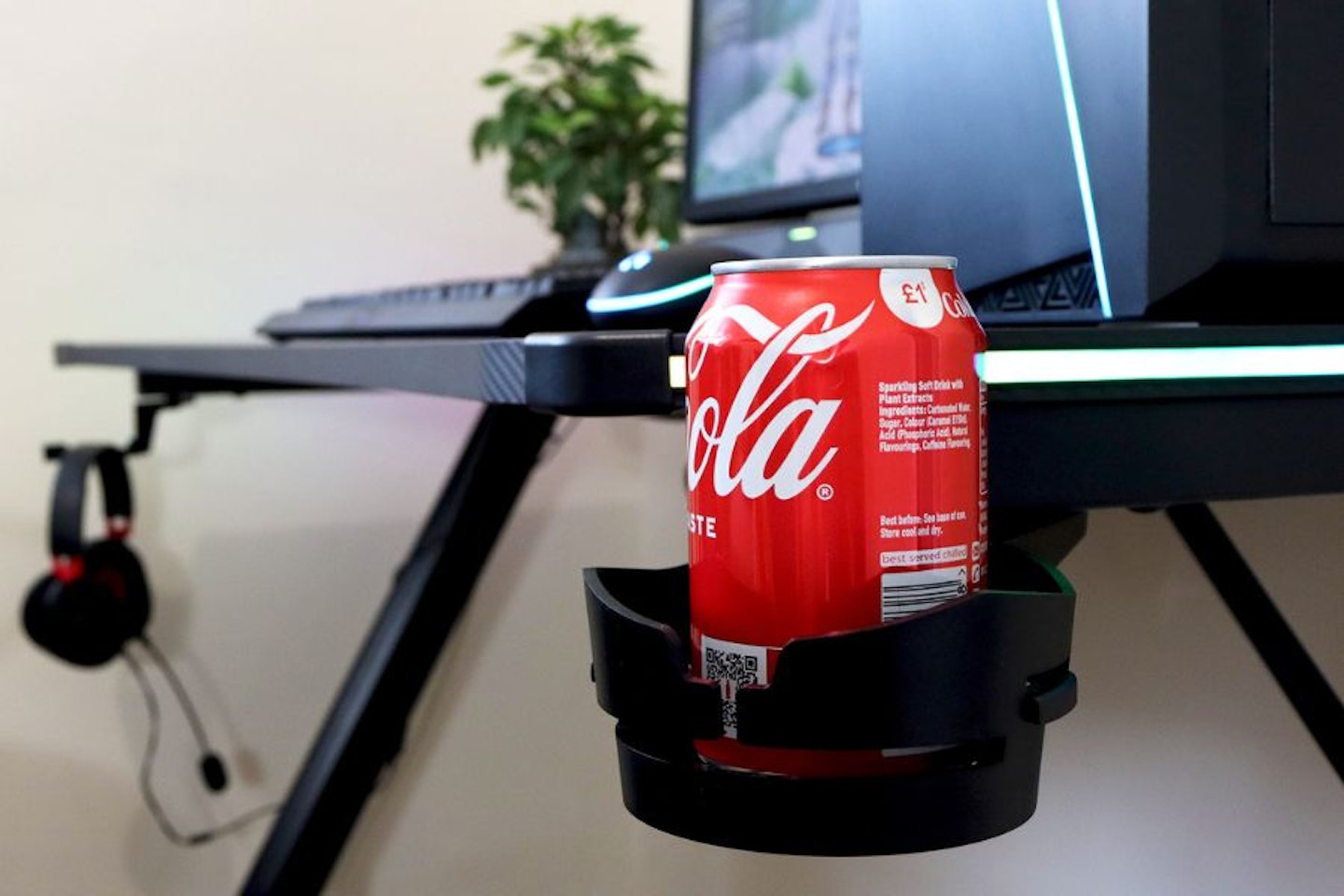 Trust Luminus RGB gaming desk - cupholder and headphones hook