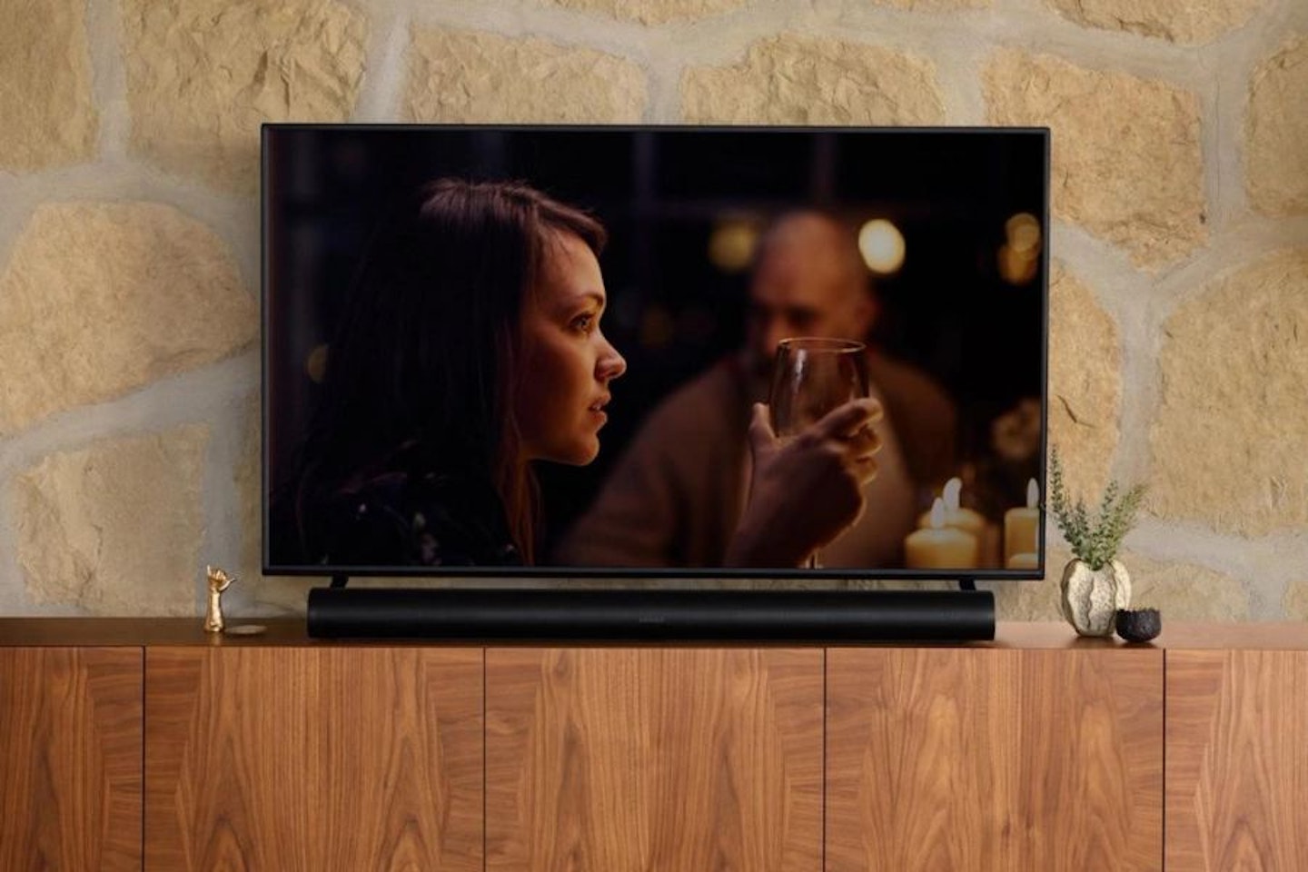 A home TV setup with a Sonos Arc