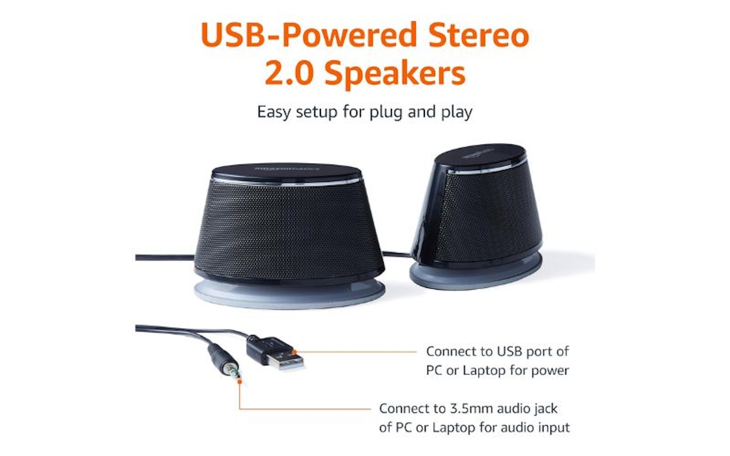 AmazonBasics USB-Powered Computer Speakers