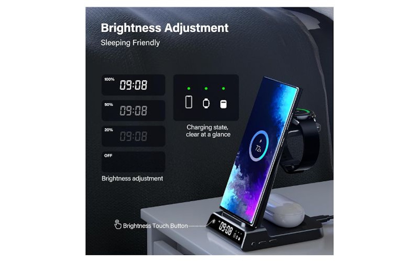 Phelinta Wireless Charger for Samsung, 3 in 1 Wireless Charging Station