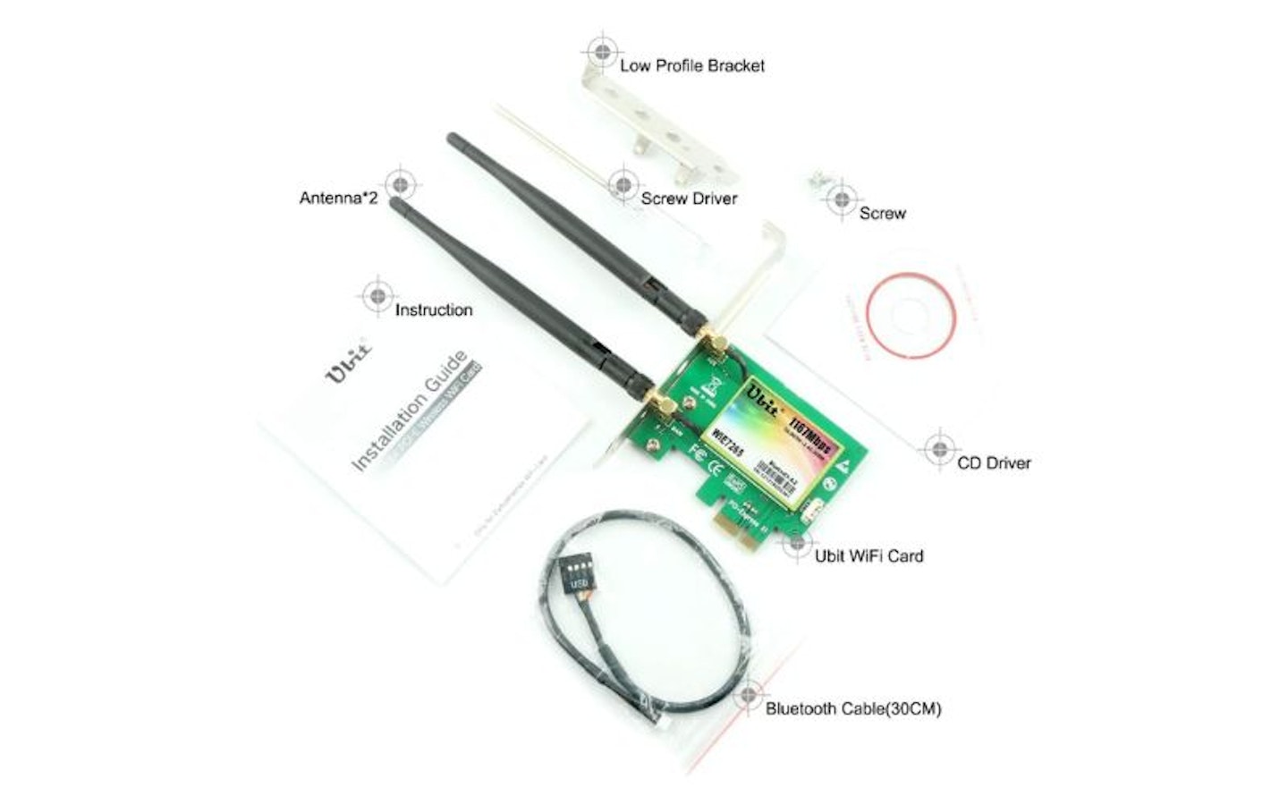 Ubit 1200Mbps PCIE Bluetooth WiFi Card