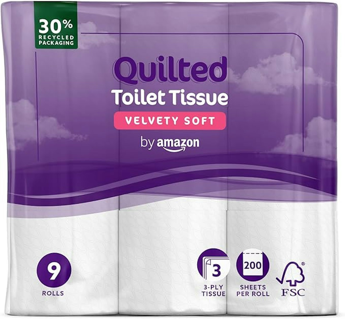 Amazon 3-ply Quilted, Velvety Soft 3-Ply Quilted Toilet Tissues