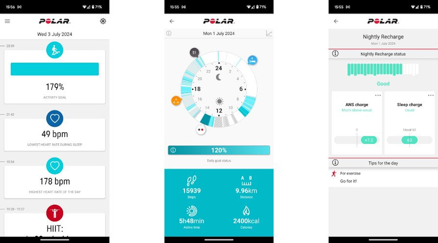 Polar Flow app screenshots