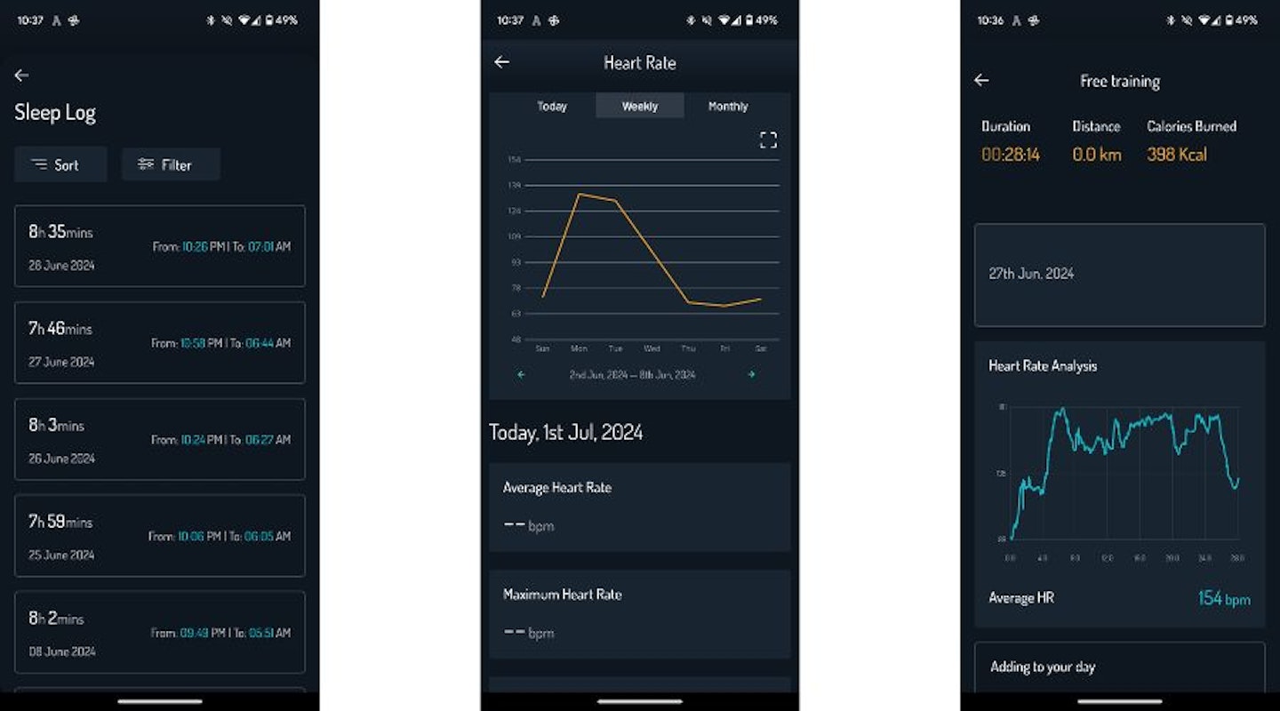 Senso Sport hybrid watch app screenshots