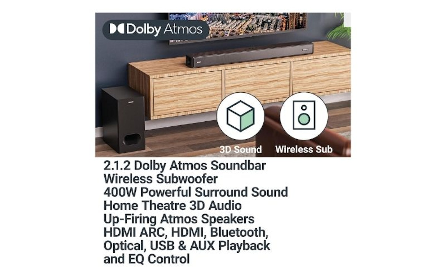 Majority Sierra Plus Dolby Atmos soundbar and subwoofer