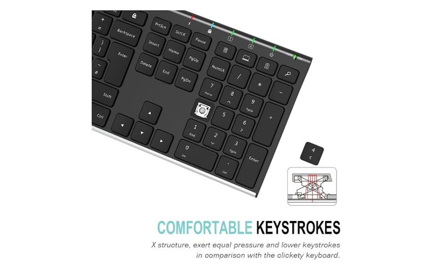 Arteck 2.4G wireless stainless steel ultra slim keyboard 