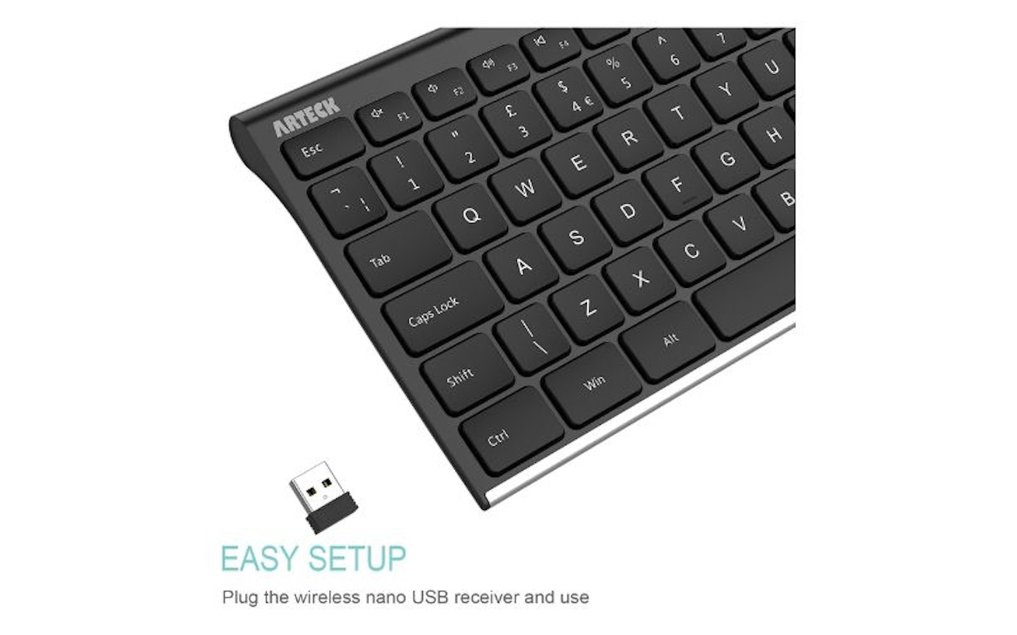 Arteck 2.4G wireless stainless steel ultra slim keyboard 