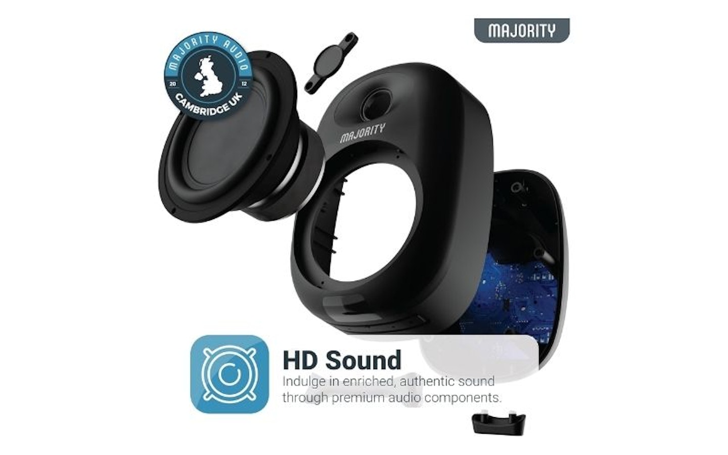 Majority D80 active Bluetooth HDMI ARC bookshelf speakers