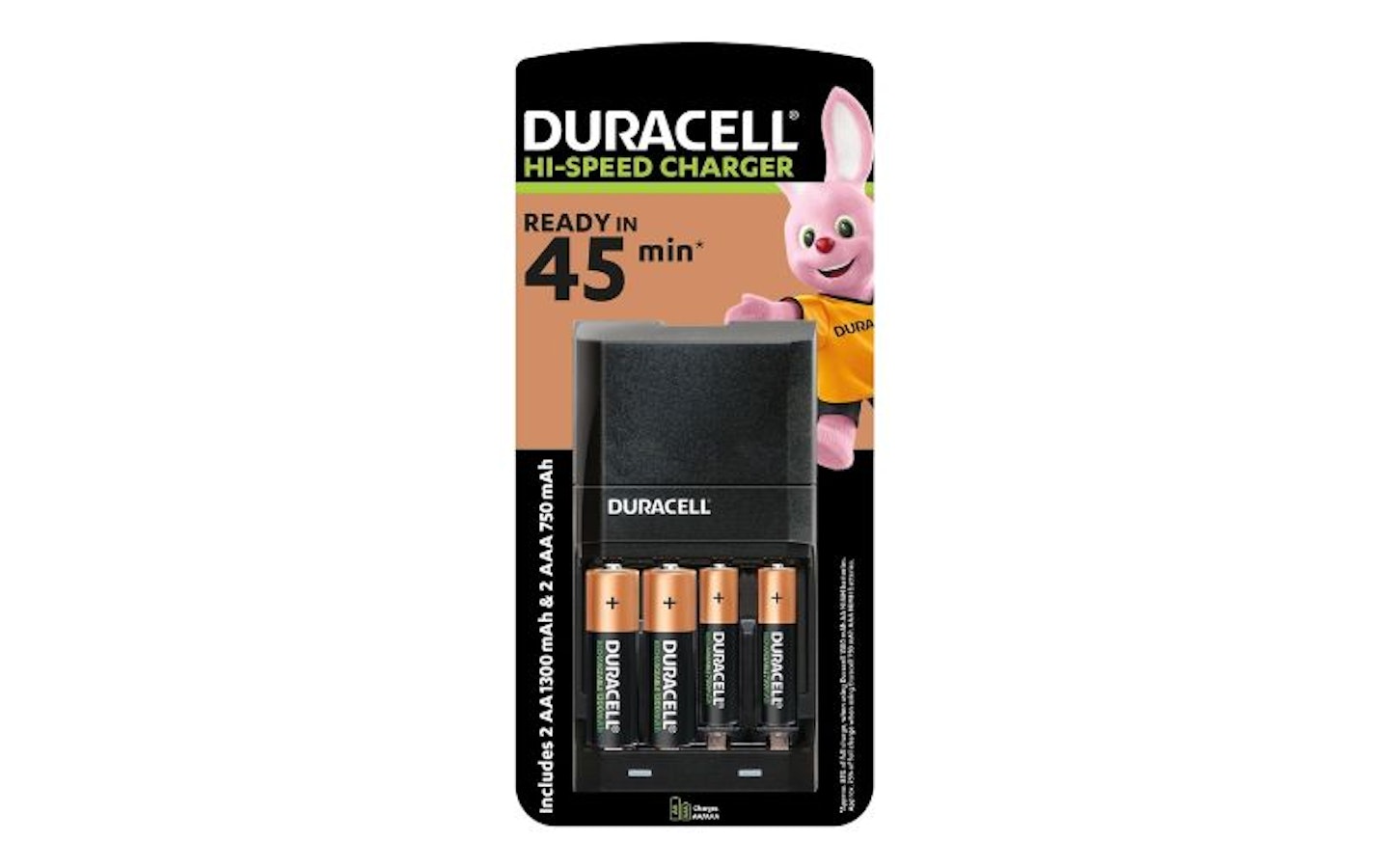 Duracell 45 minutes Battery Charger with 2 AA and 2 AAA