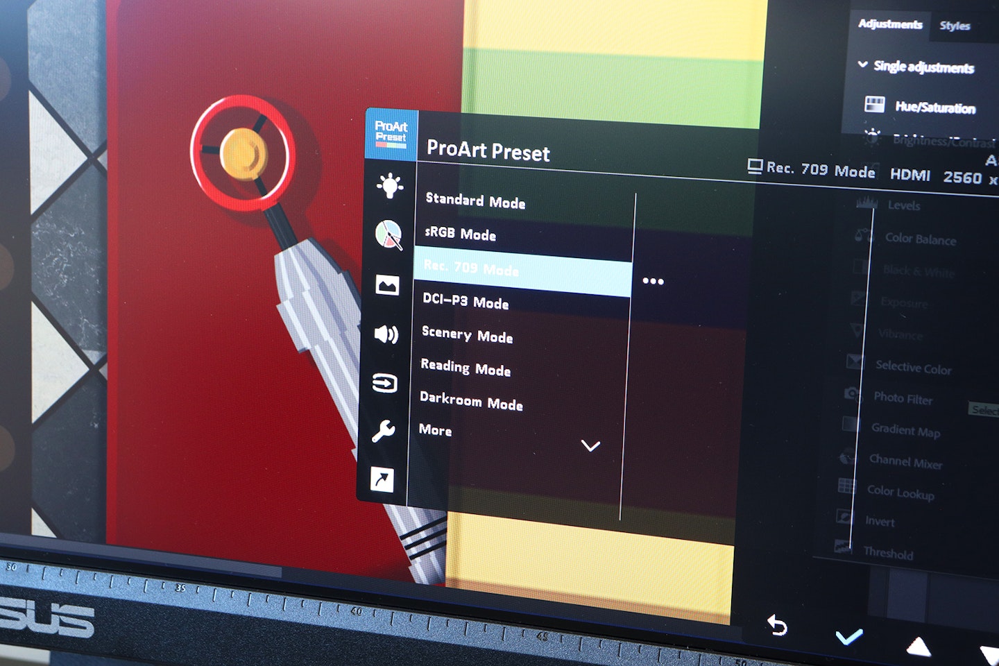 ASUS ProArt Display PA278QV monitor - proart preset panel