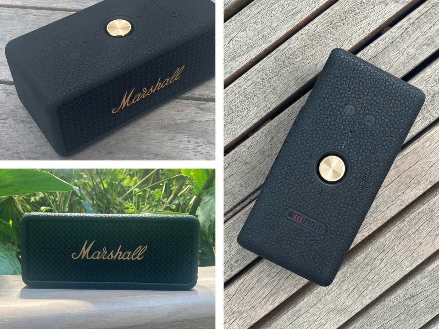 Marshall Emberton III portable bluetooth speaker three images top and front views