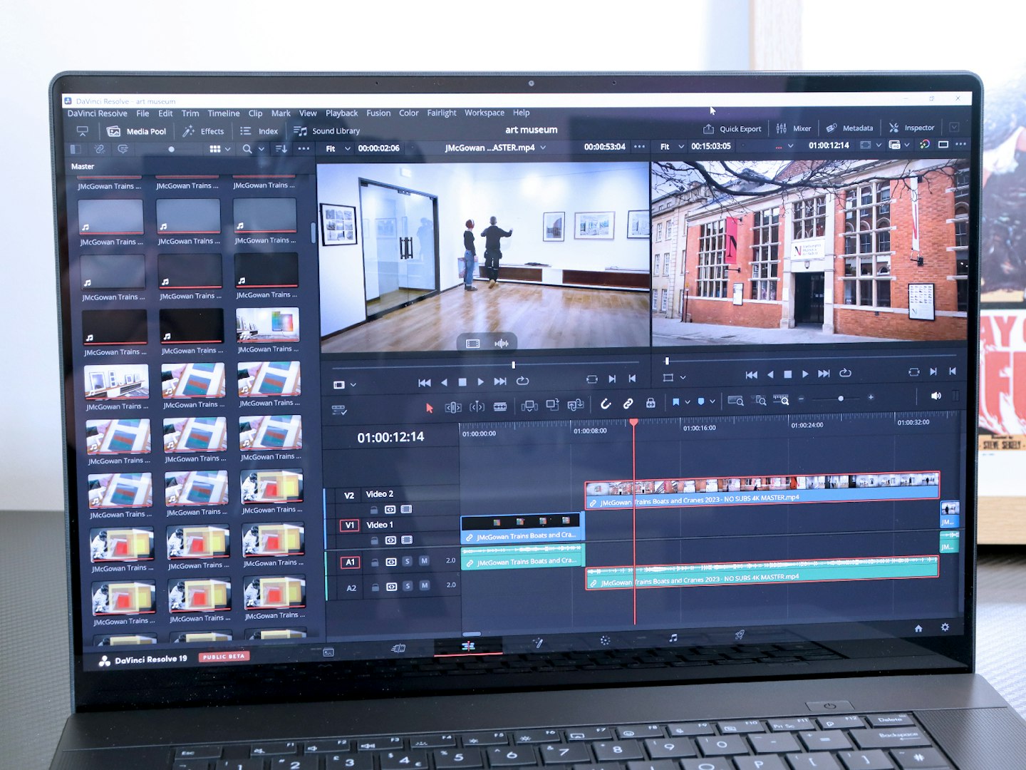 ASUS ProArt P16 laptop running DaVinci Resolve editing app