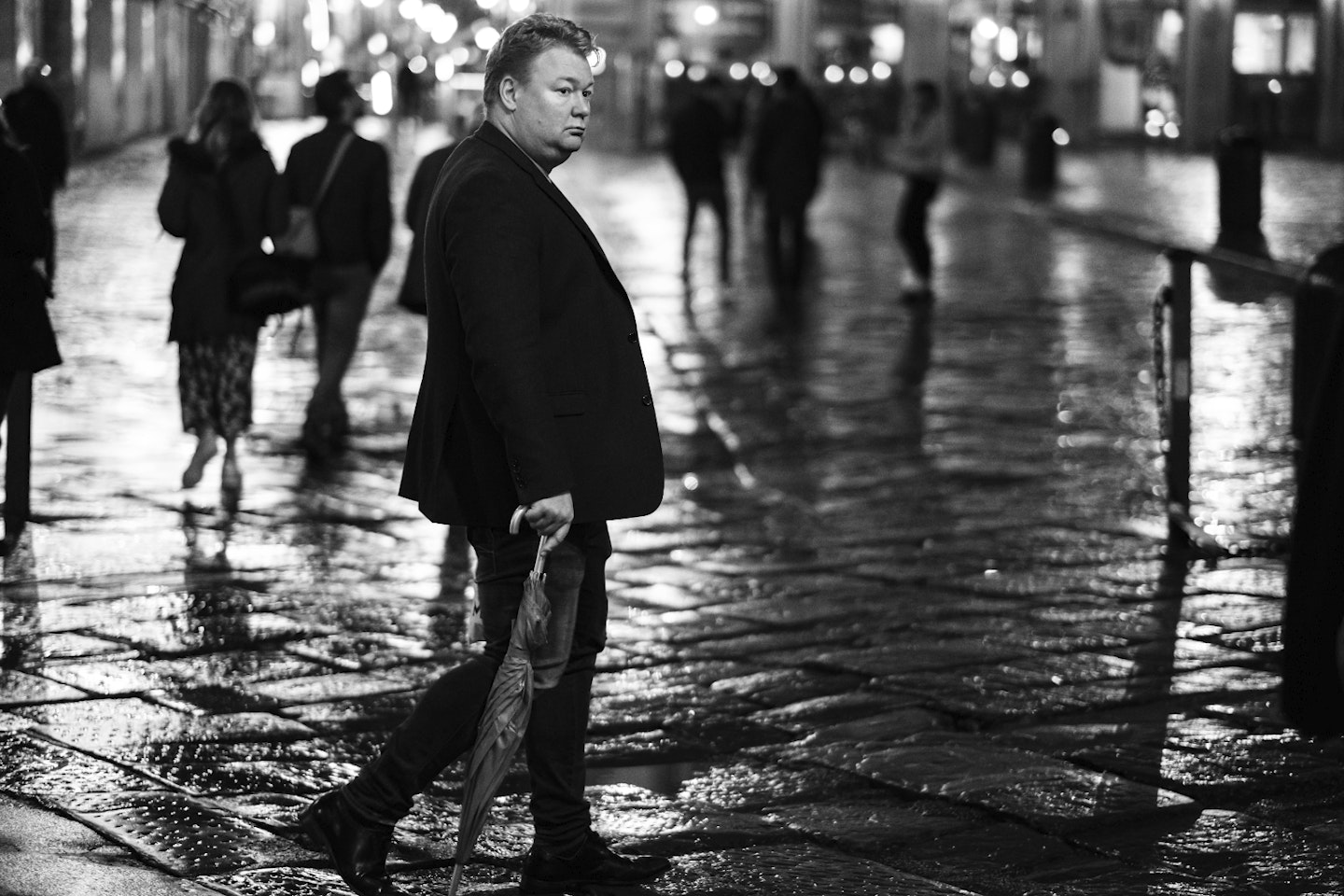 XPro 3 photo from night shoot of man crossing road