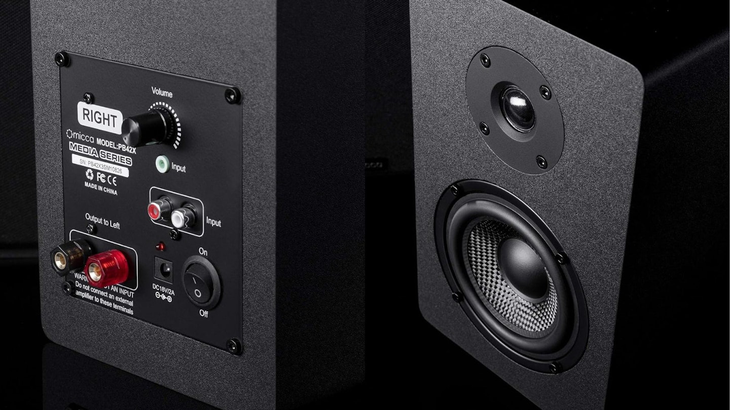 Micca PB42X Powered Bookshelf Speakers, 30-Watt RMS Power, Active Near Field Studio Monitors, 2-Way (Black, Pair)