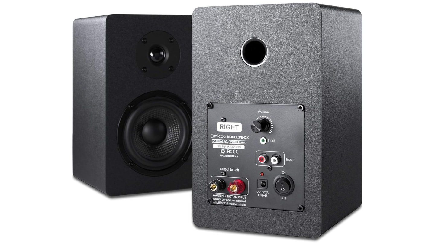 Micca PB42X Powered Bookshelf Speakers, 30-Watt RMS Power, Active Near Field Studio Monitors, 2-Way (Black, Pair)