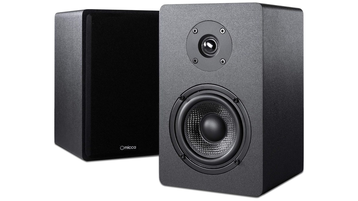 Micca PB42X Powered Bookshelf Speakers, 30-Watt RMS Power, Active Near Field Studio Monitors, 2-Way (Black, Pair)