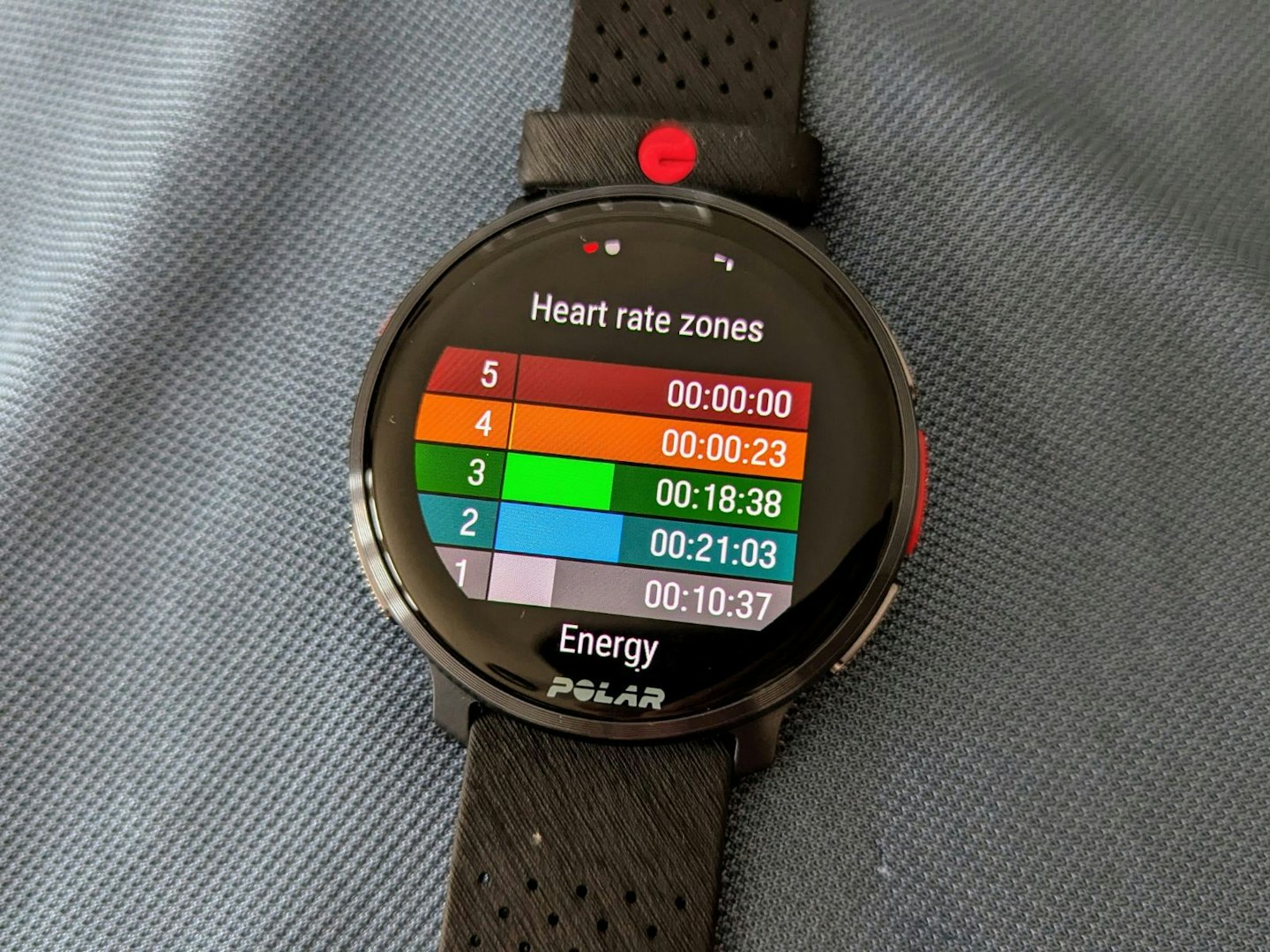 Heart rate zone data on the Polar Vantage V3