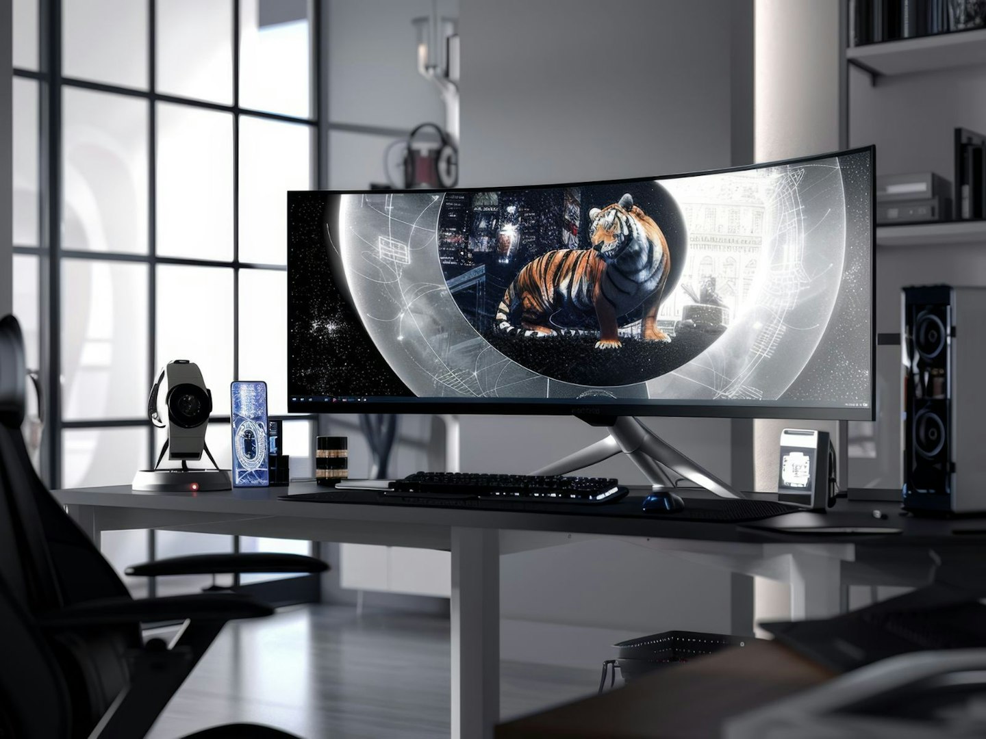 an ultrawide monitor on a desk