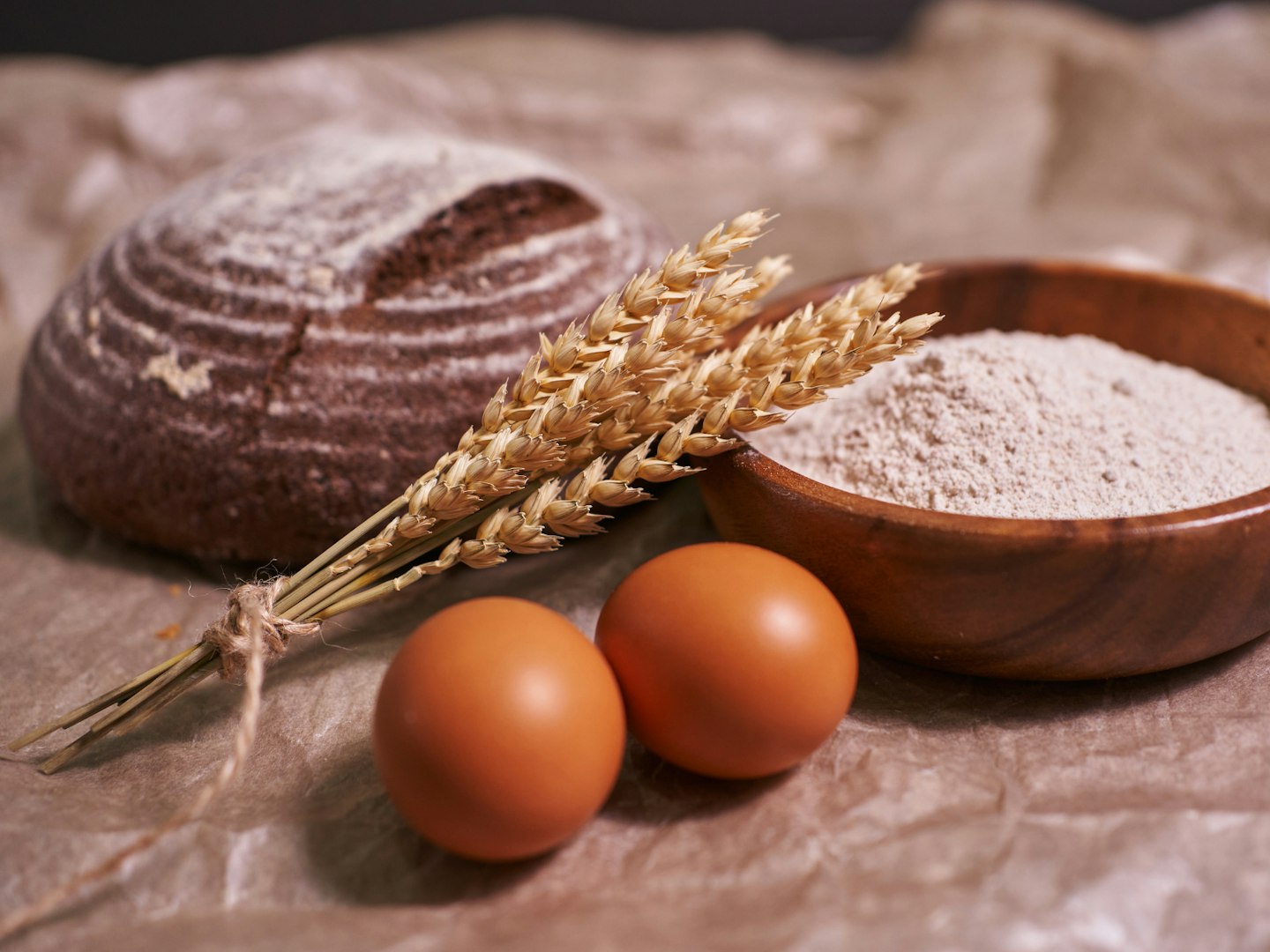 Fresh bread and ingredients