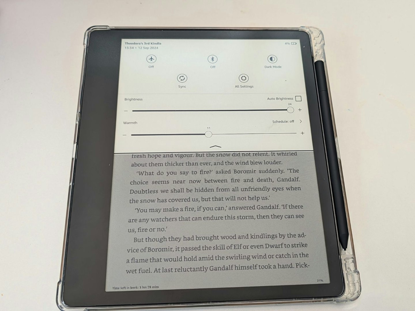 Kindle Scribe warmth adjustment