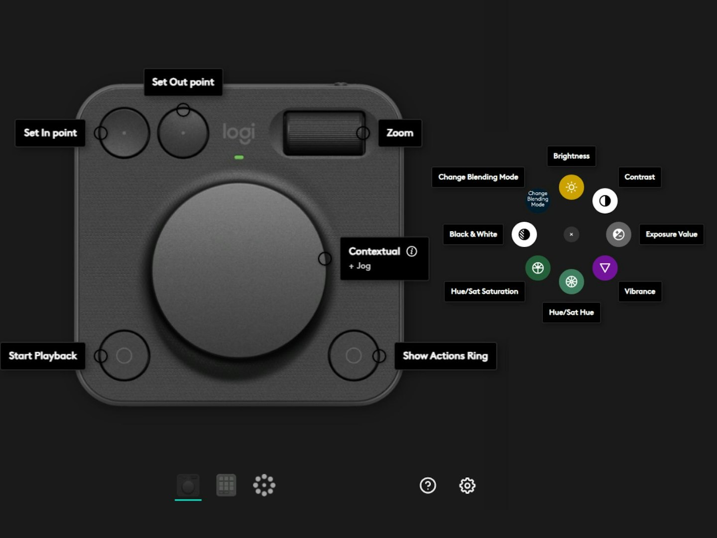 Logitech MX Creative Console dialpad Logi options + application